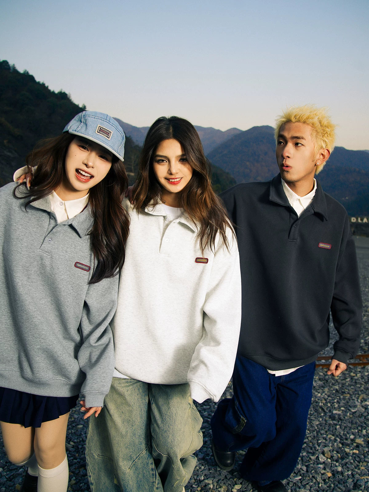 SOSTINE Polo Collar Pure Lapel Long Sleeve Top