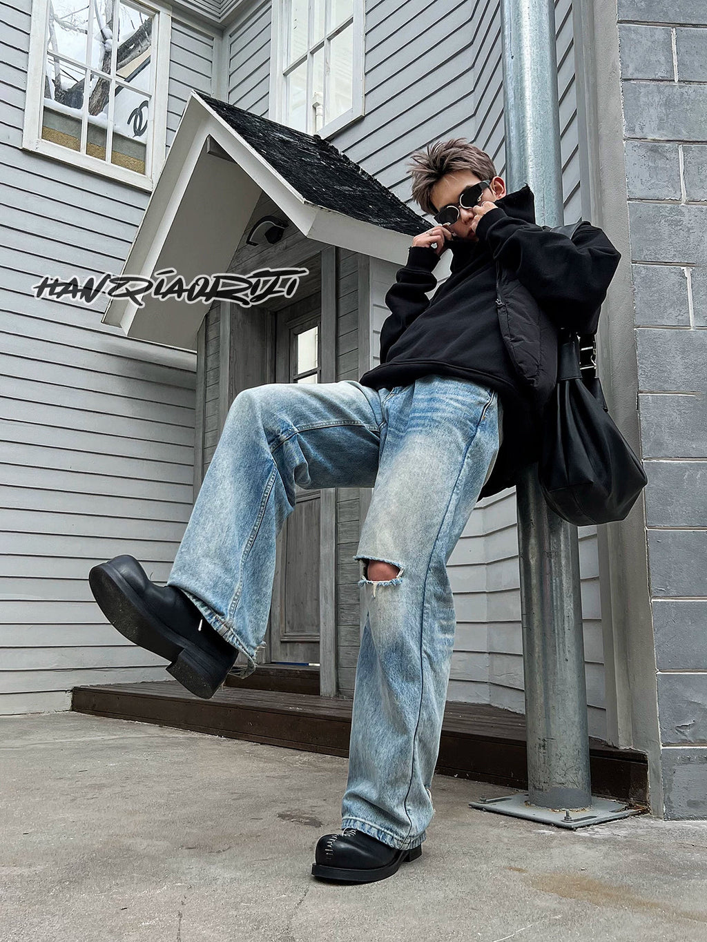 HANQIAORJI Hand-stitched First-layer Cowhide Thick-soled Big Head Shoes