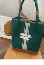 CryingCenter Vintage Green Knitted Tote Bag Large Capacity Shoulder Tote Bag