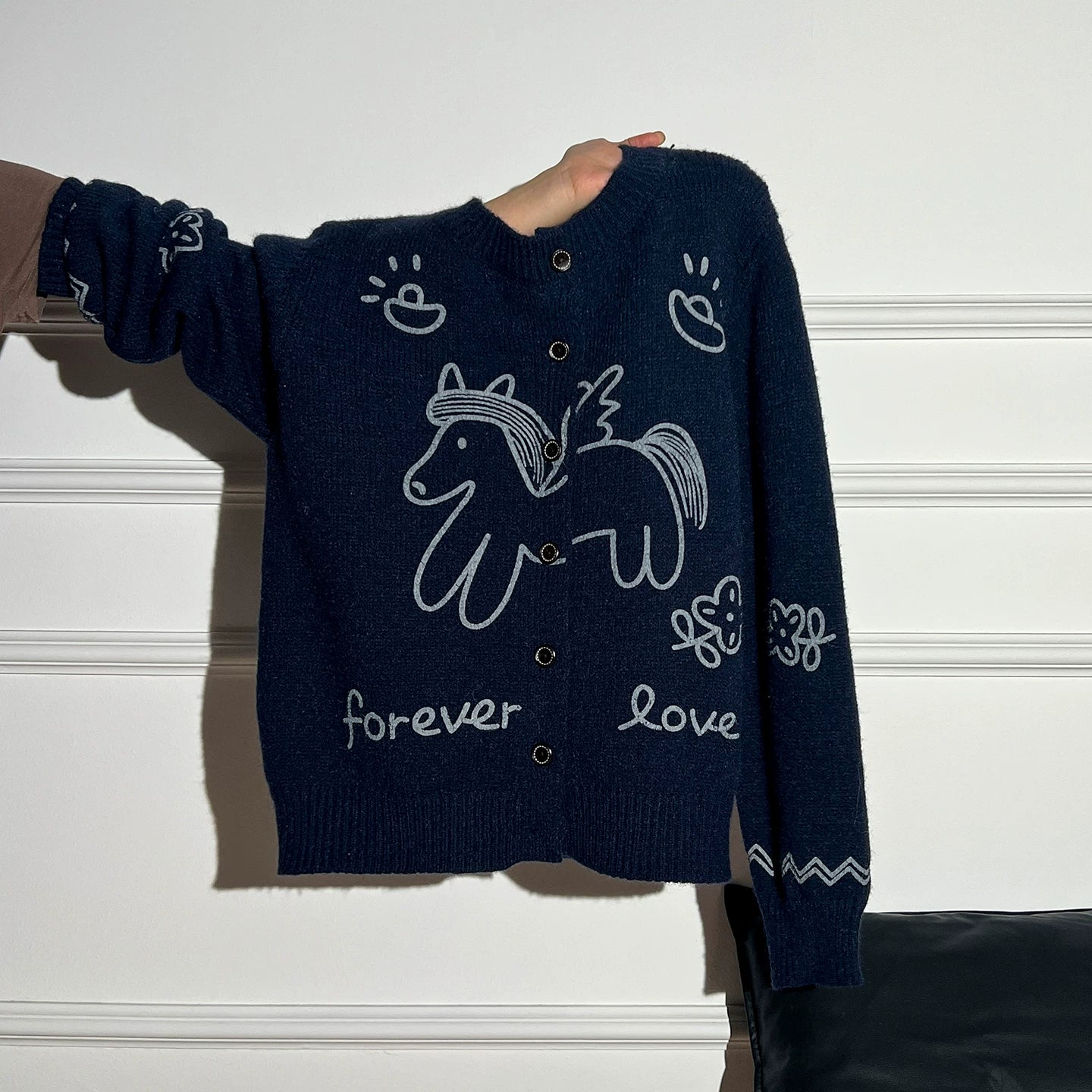 AUDISTY Fair Isle Make Money Now Jacquard Sweater Cardigan