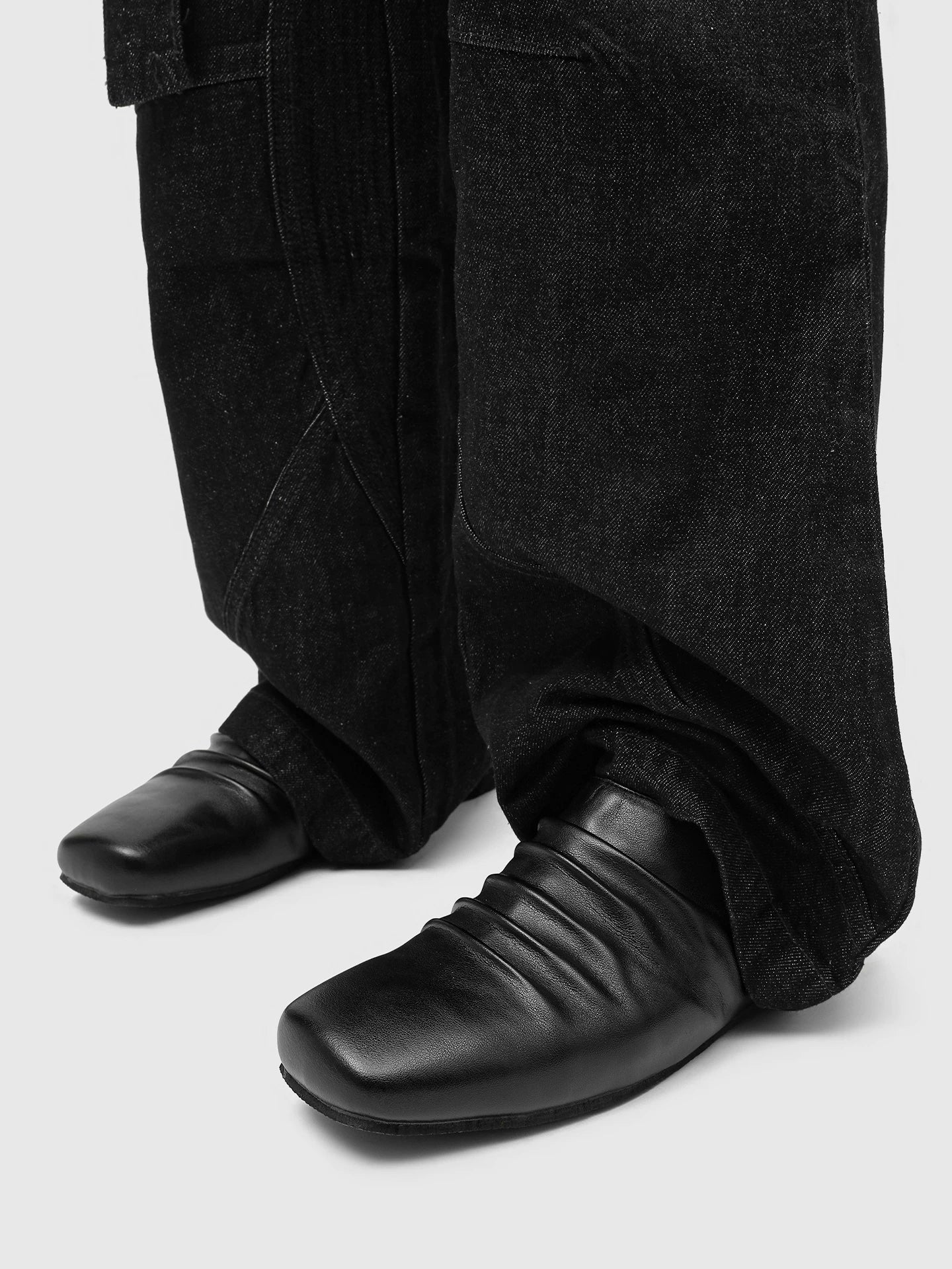 Pu Chen PUCH Pleated Square Toe Ballet Shoes