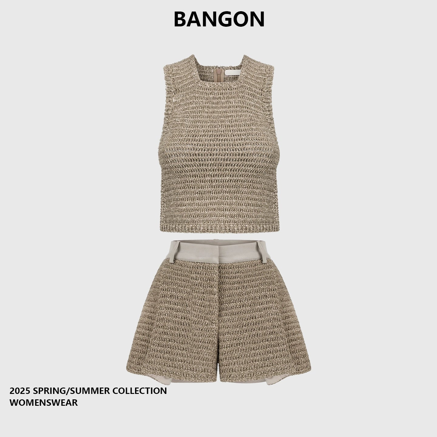 BANGON Knitted Vest High-Waist Sleeveless Two-Piece Set
