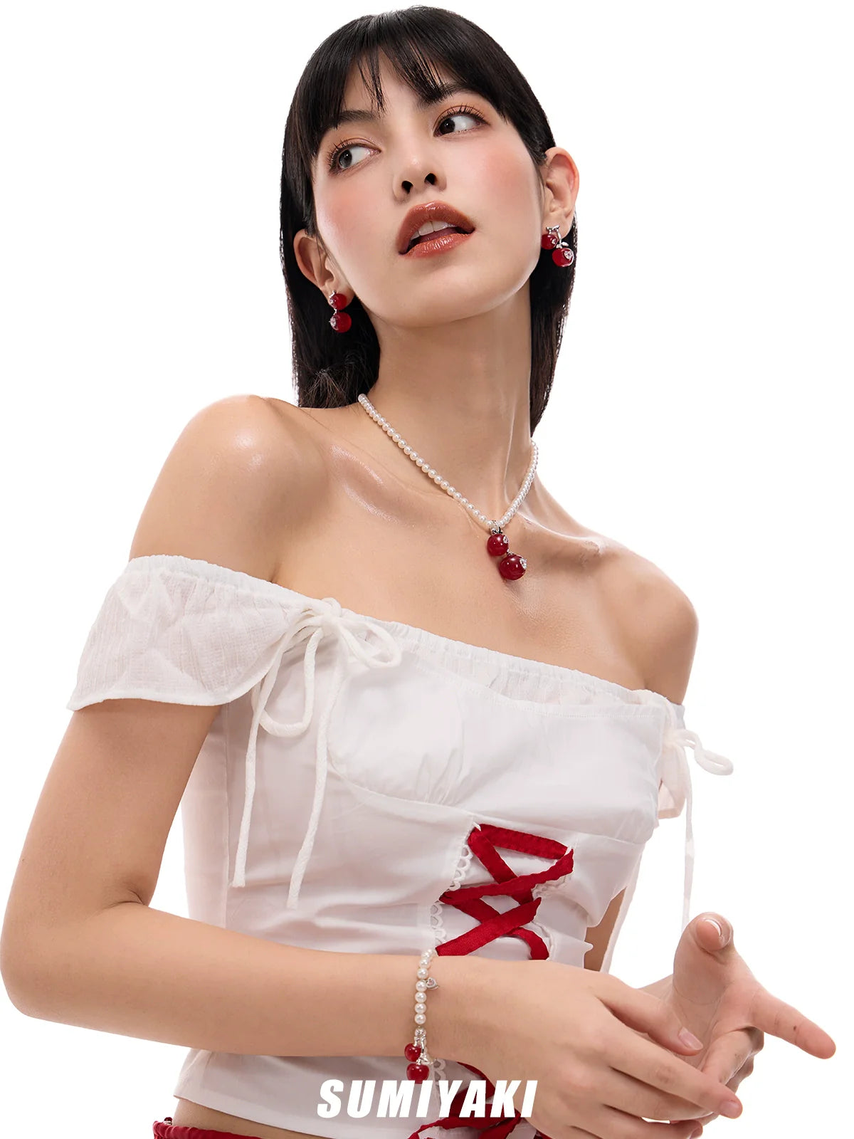 SUMIYAKI Three-dimensional Drop-glazed Cherry Pearl Necklace