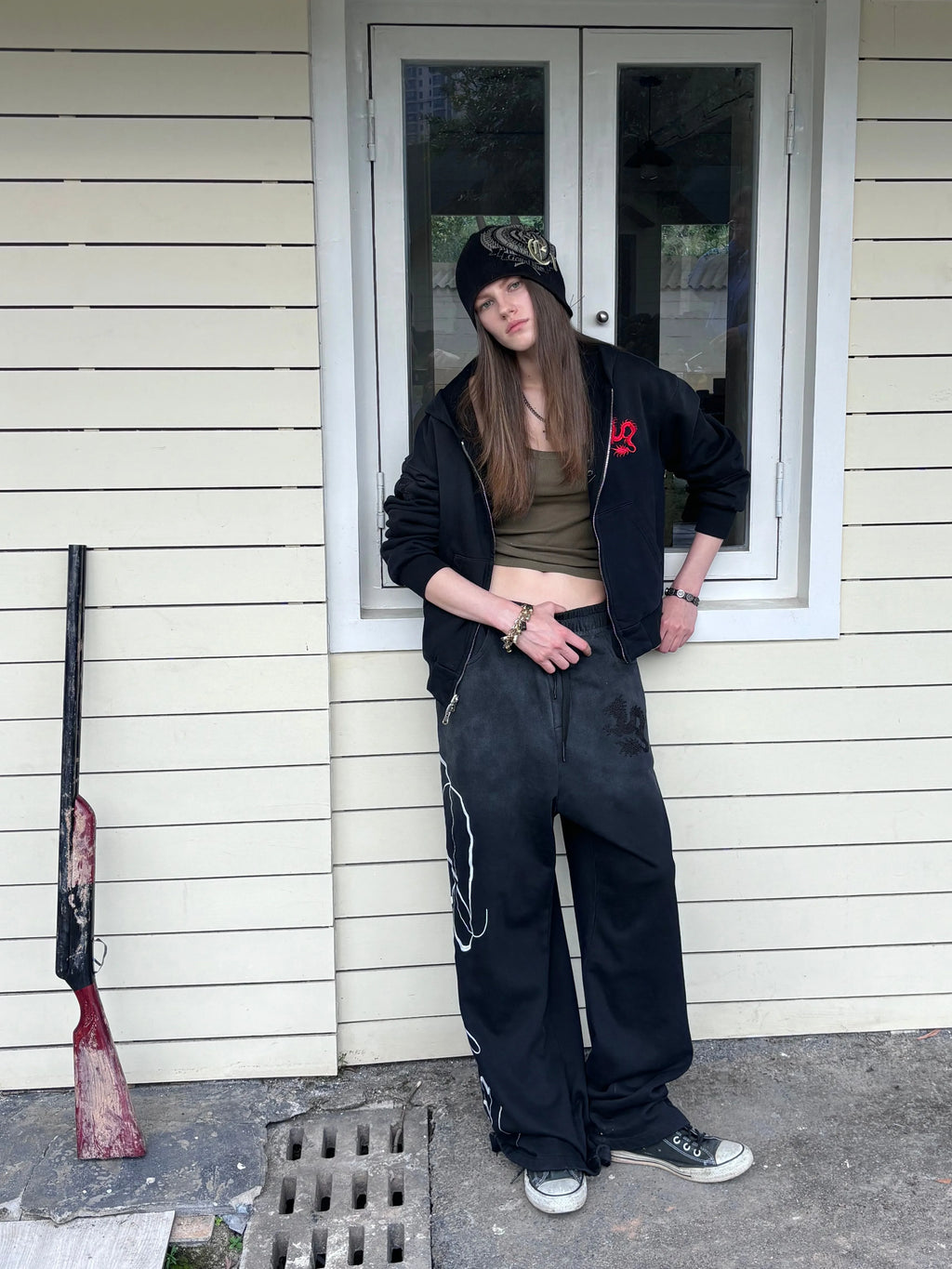 noEmosen CN Reversible Printed Hooded Sweatshirt