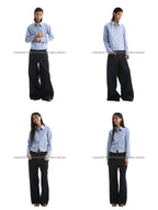 FUNKYFUN Checked Slim-fit Waist Long-sleeved Shirt