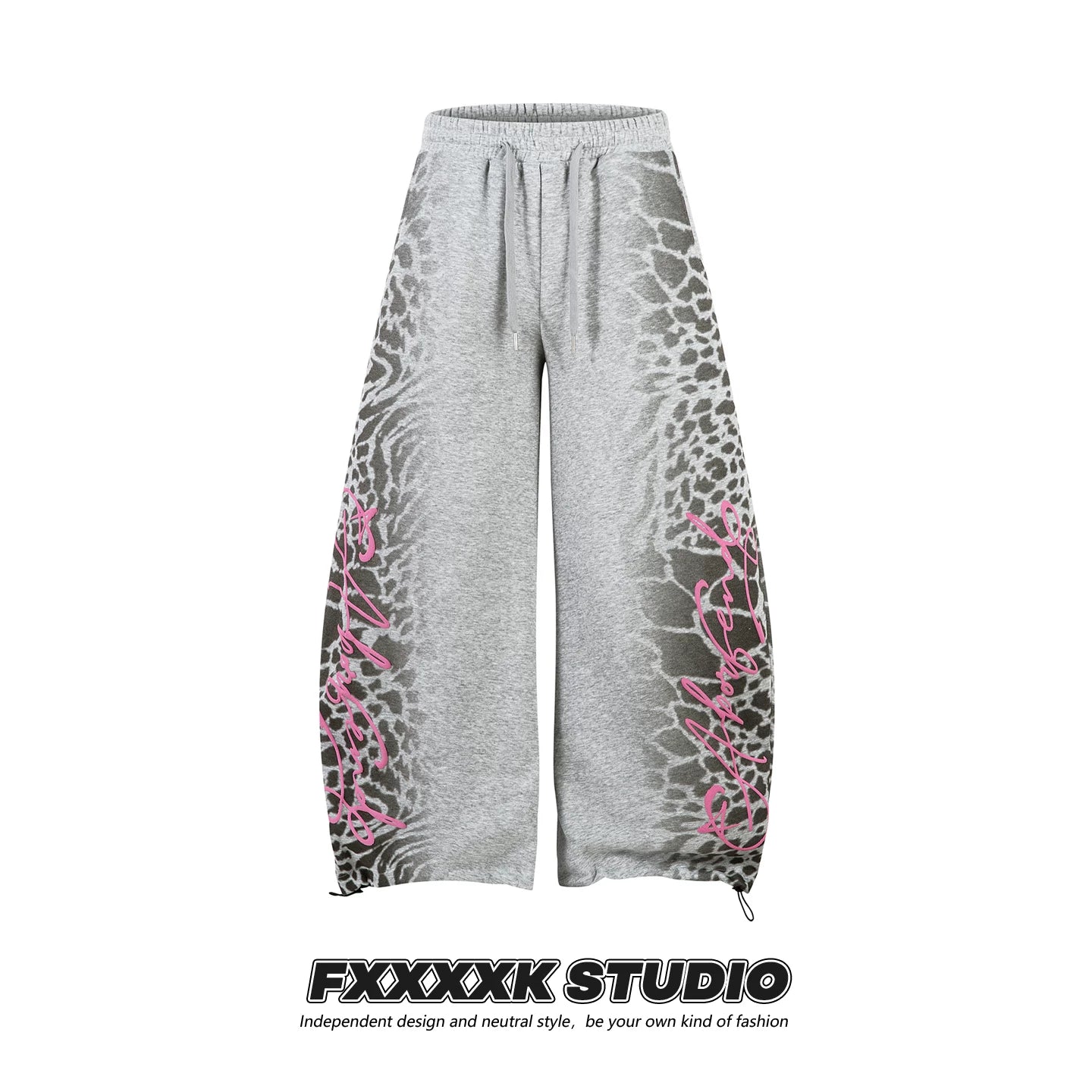 FXK Original Leopard Letter Print Hip Hop Pants