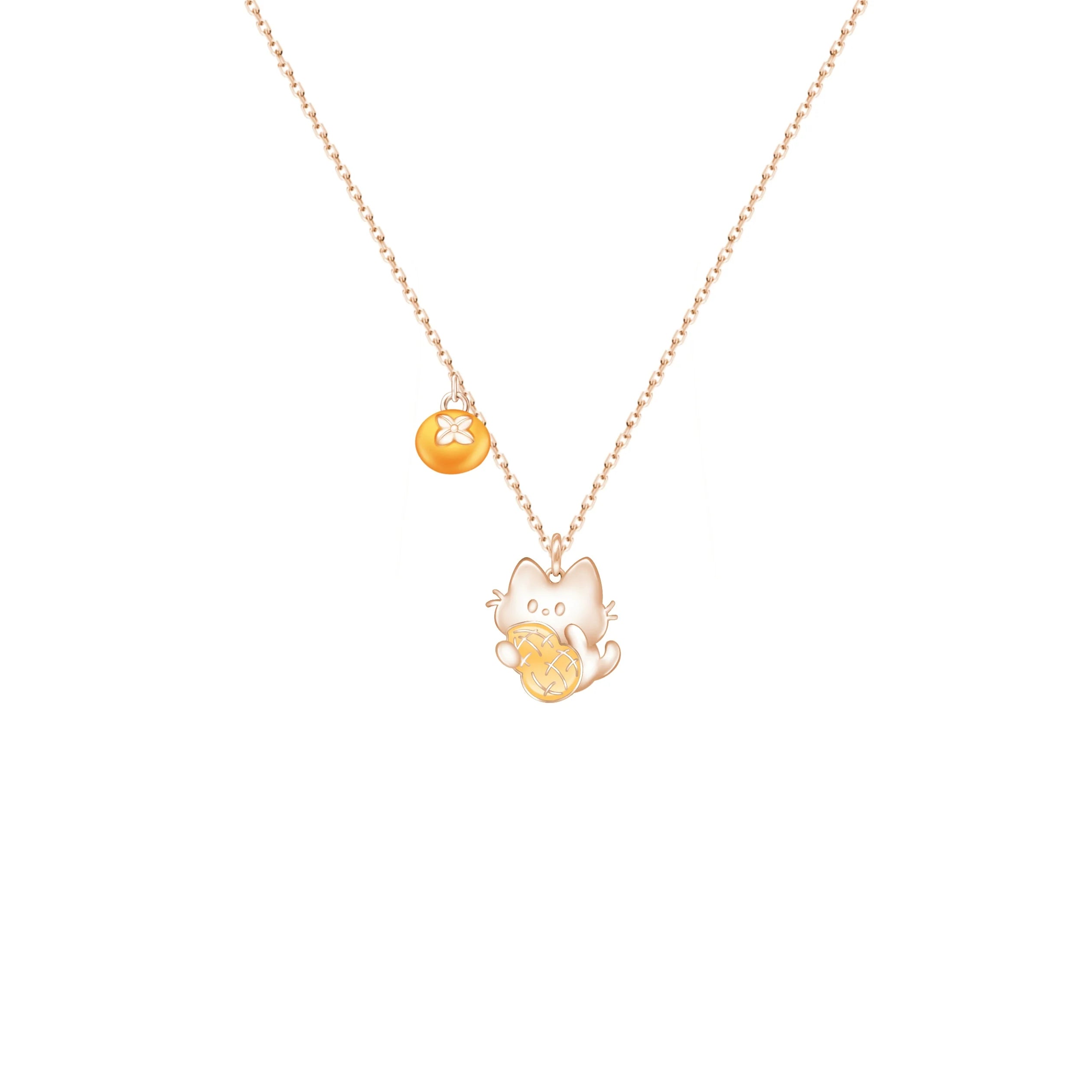 Oho Ou Kitten Good Persimmon Peanut Light Luxury Necklace