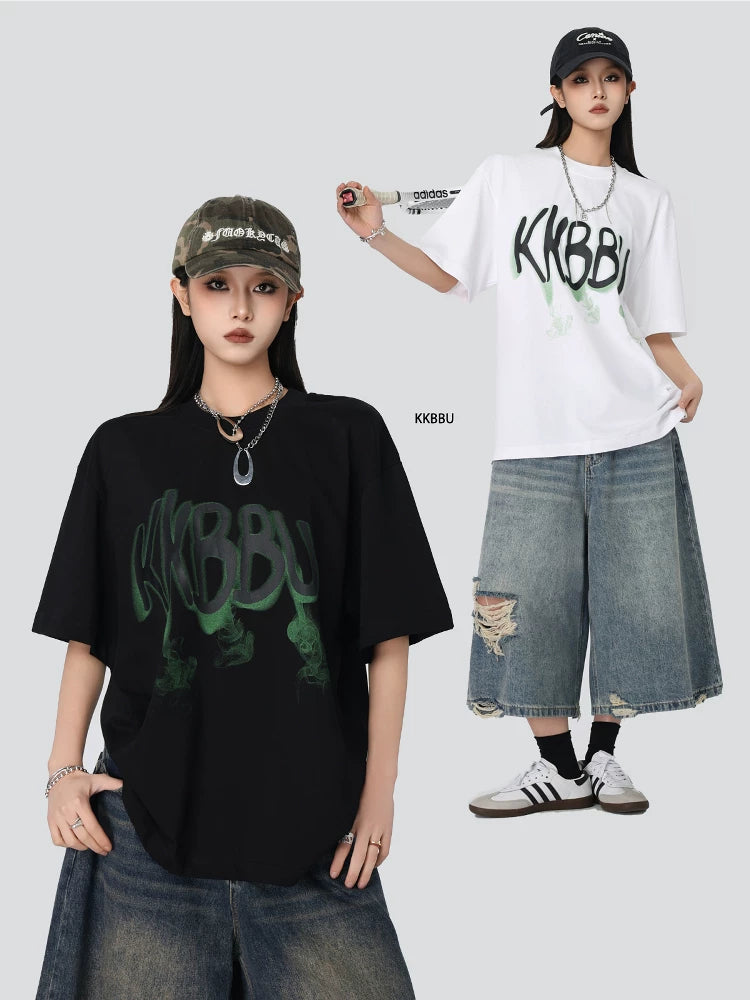 KKBBU Letter Printed Short Sleeve Couple T Shirt