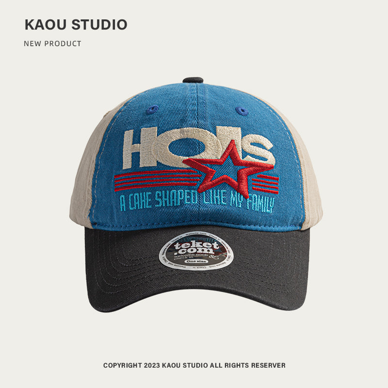 KAOU HOIS Five-Star Blue Color-block Letter Cap