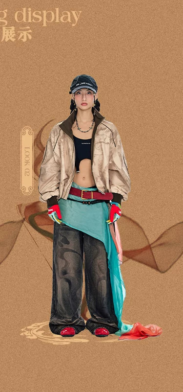 BJHG Contrasting Print Short Jacket