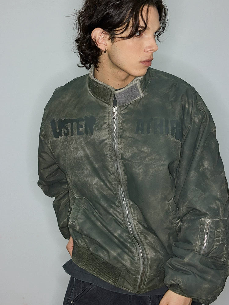 ATHIRI Washed Dyed Bomber Cotton MA1 Flight Jacket