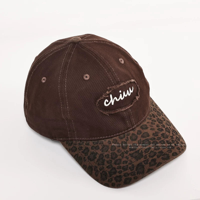 YORSOY Leopard Print Color Matching Fashionable Cap