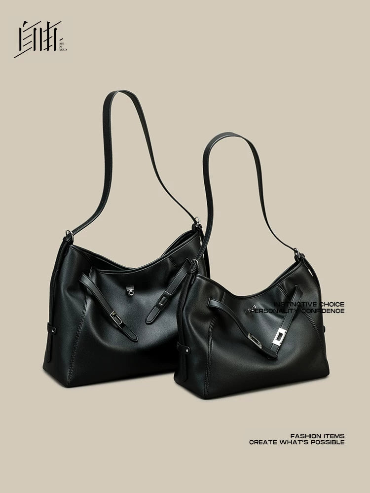 SFREEYA Soft Leather Shoulder Tote Bag