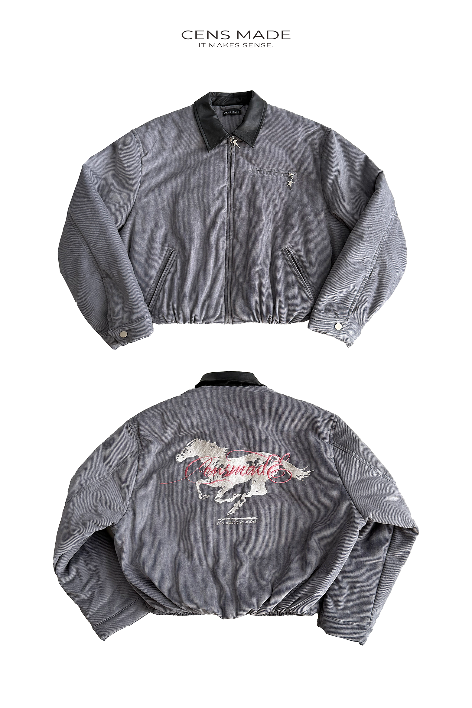 CENSMADE Corduroy Embroidered Work Jacket