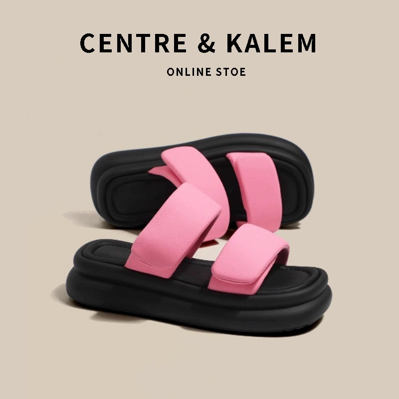 CENTREKALEM Thick-Soled One-Line Summer Slippers