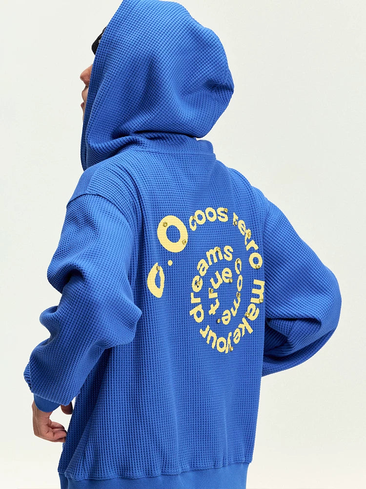 CoosRetro American Studded Waffle Sweatshirt Jacket