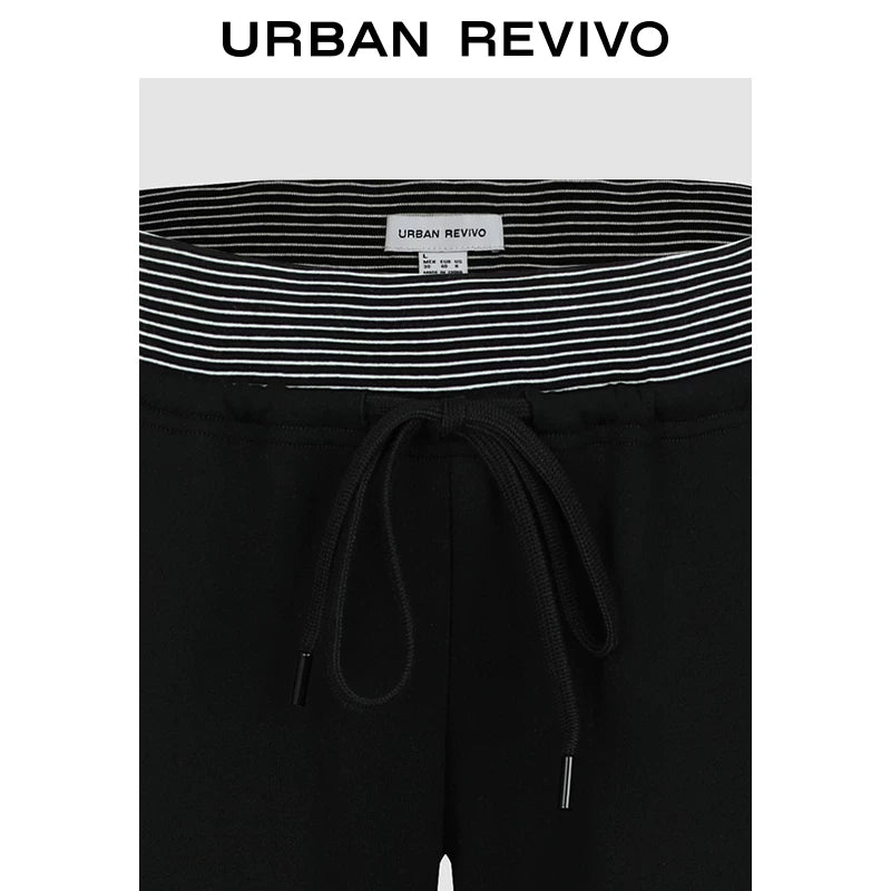 Urban Revivo Splicing Striped Lace Up Straight Pants