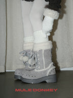 Donkey Velvet Mid Calf Cotton Martin Boots