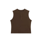 FUNKYFUN Versatile Henry Neck Loose Sleeveless Vest