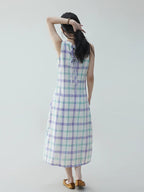 VOOE Niche Sleeveless Plaid Strap-on Dress