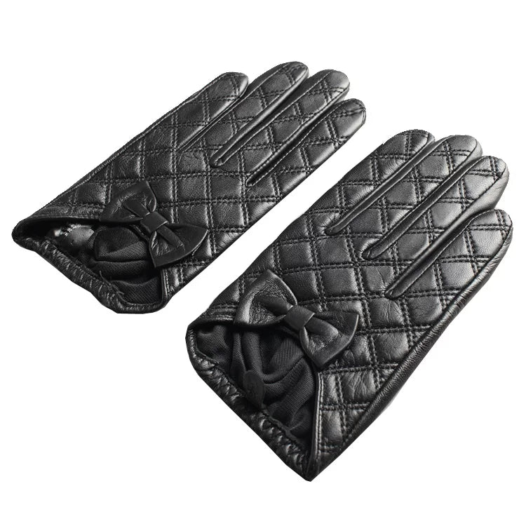 St. John's Suede Bow Checkered Short Gloves