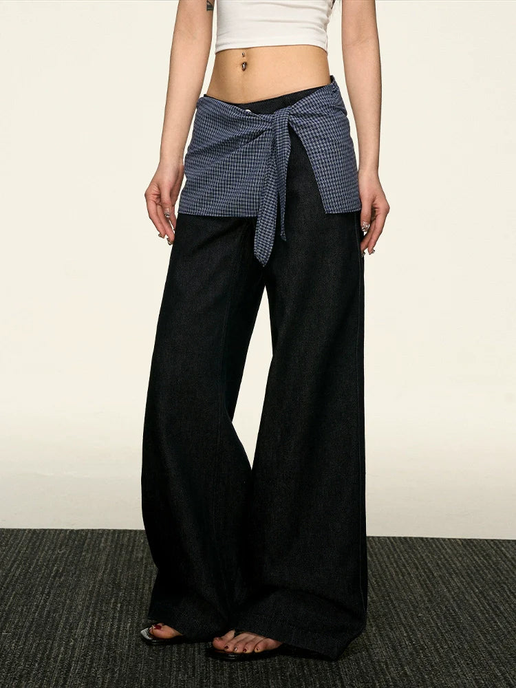 Aaisup Mid-waist Slim Straight Versatile Loose Wide-leg Pants