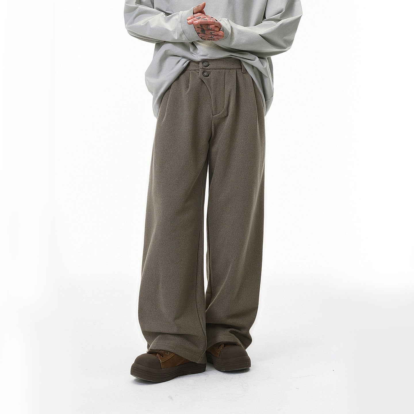 Inflation Double-Breasted Loose Versatile Wide Leg Pants