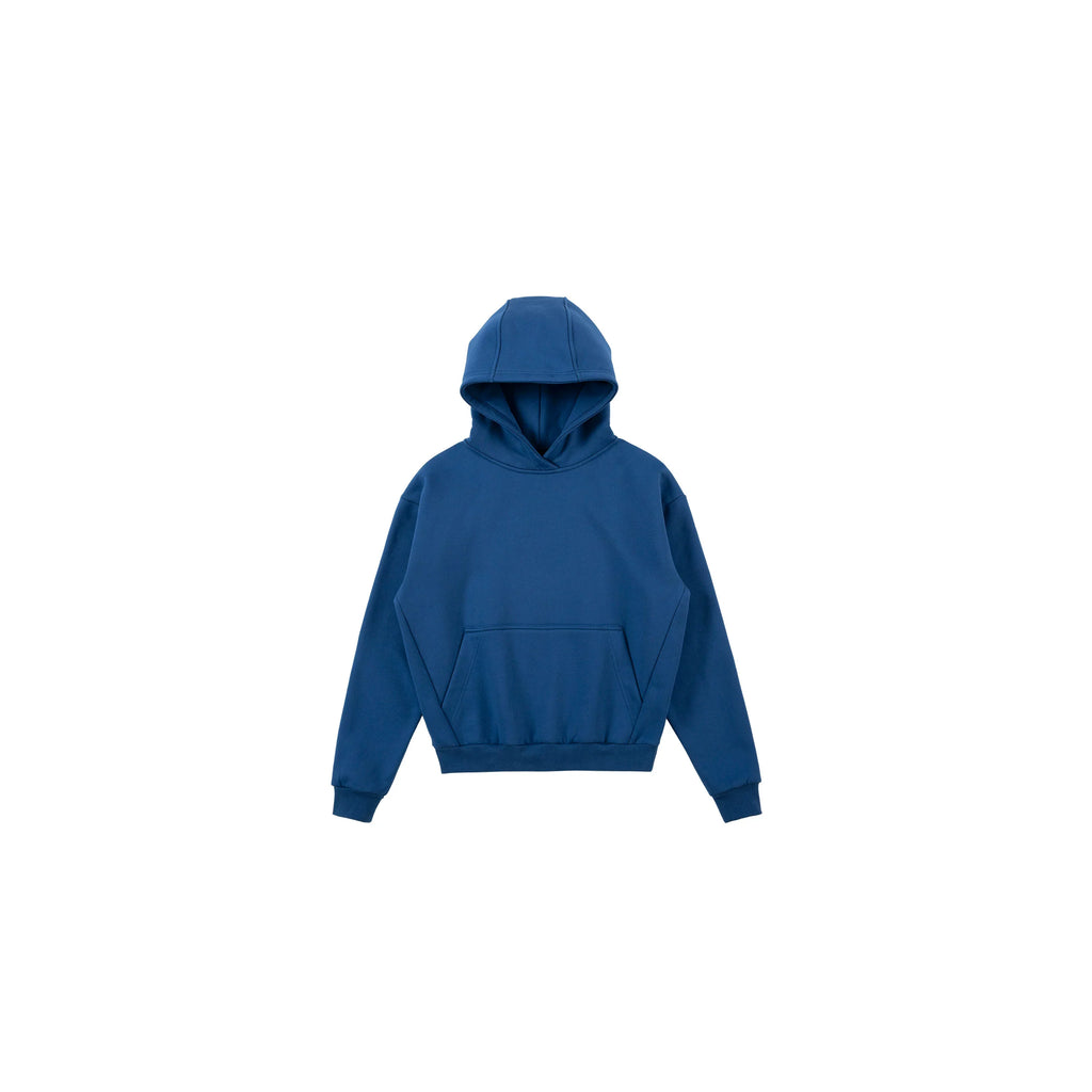 PLUS NO LOGO Short and Wide Stand-up Hooded Sweater