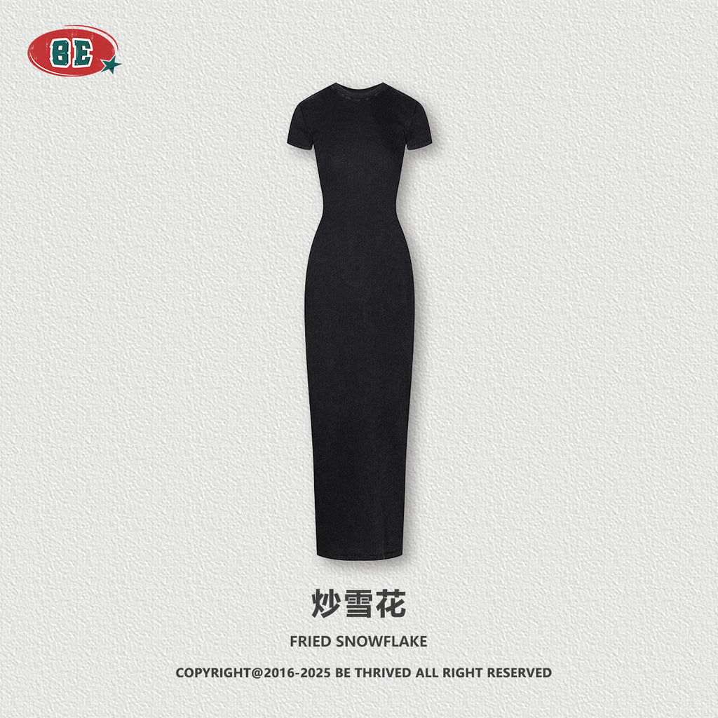 BE Women's SKIMS Style Summer Cotton Slim-fitting Slit Dress