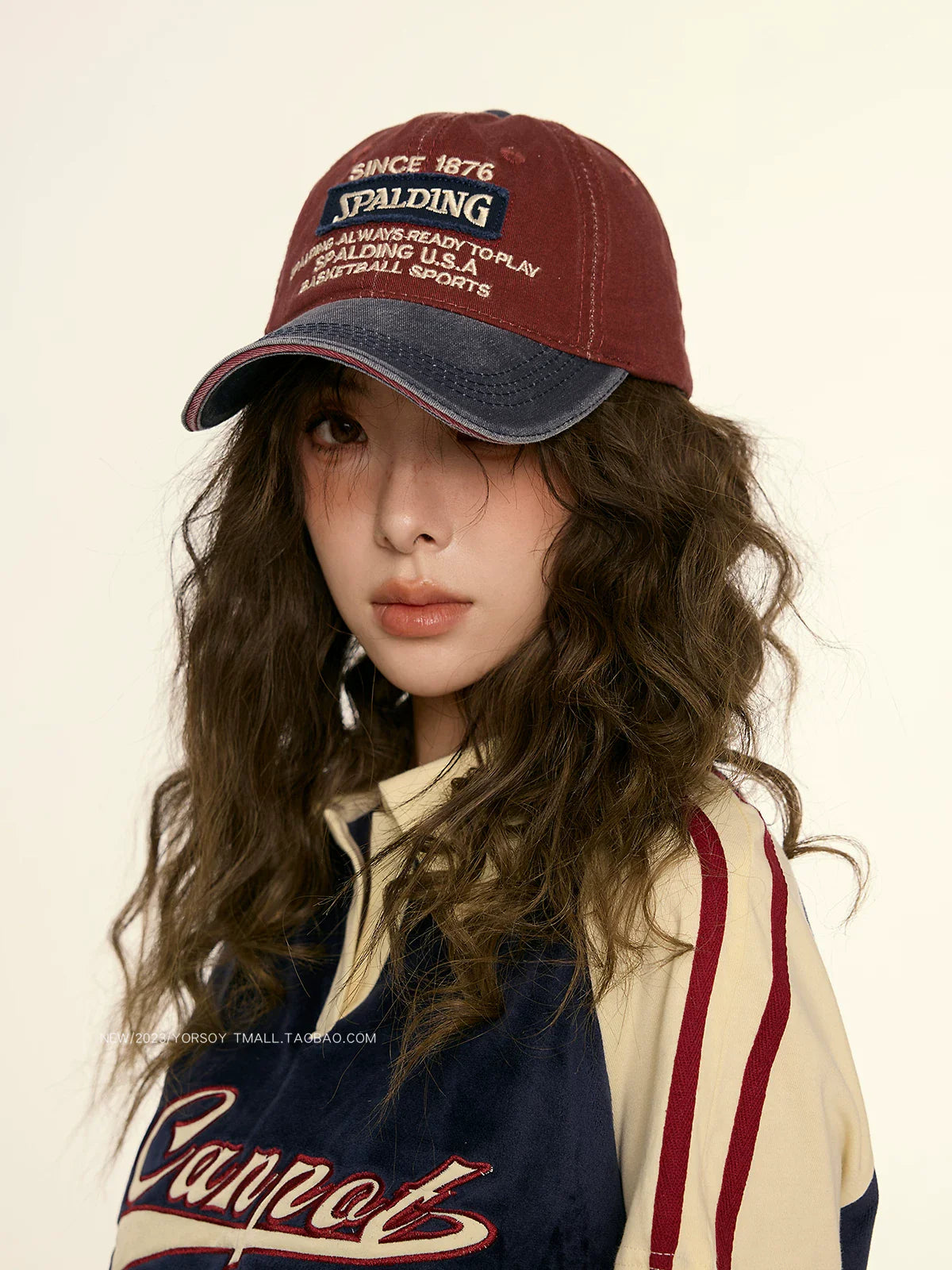 YORSOY Retro Color Matching Letter Soft Top Casual Baseball Cap