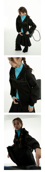 FUNKYFUN 2024AW LOGO Hot Diamond Cardigan Hooded Space Cotton Sweater Jacket