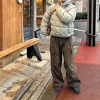 Anniehall Fleece Thickened Large Pocket Vintage Thermal Pants