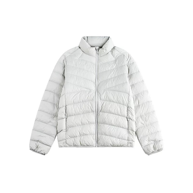 sostine Lightweight Stand Collar White Duck Down Jacket