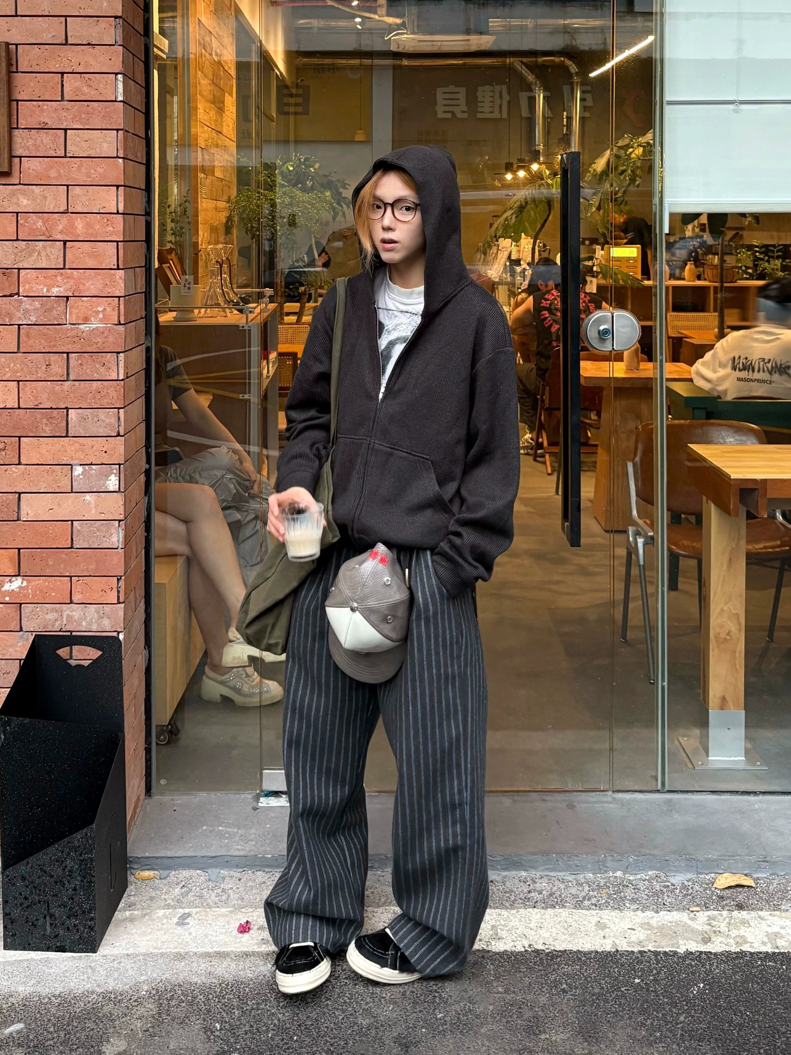 CENSMADE Wool Blend A-Line Wide-Leg Trousers