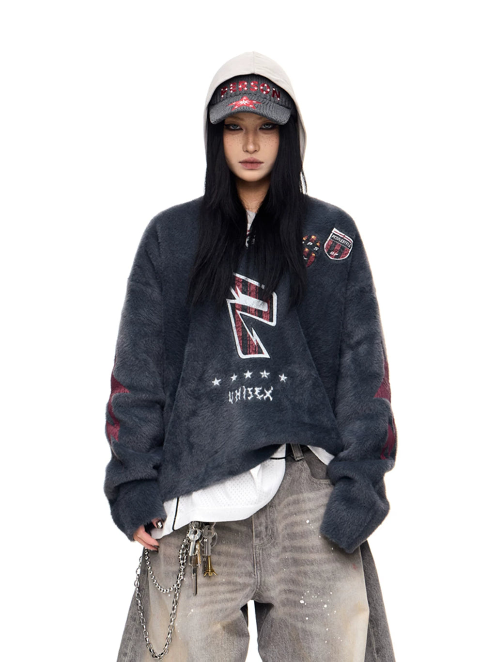 PEOPLESTYLE Star Embroidered Woolen Peaked Cap