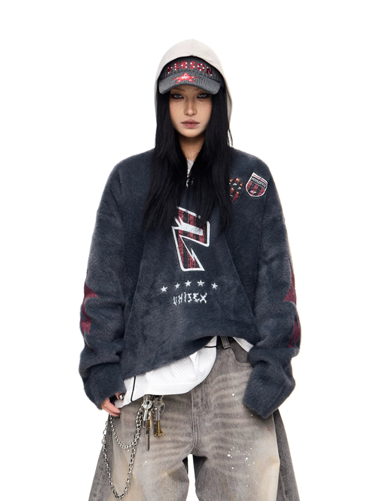 PEOPLESTYLE Star Embroidered Woolen Peaked Cap