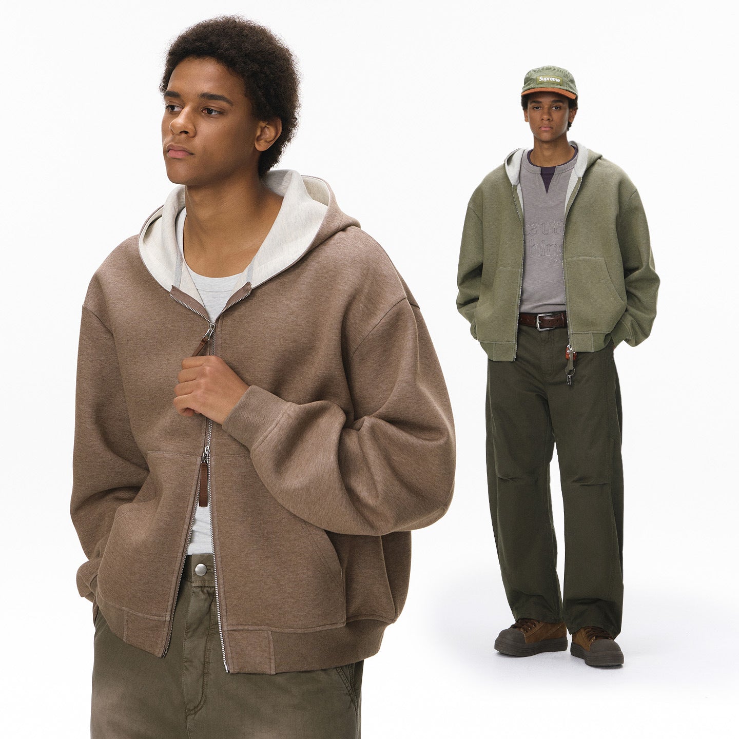 Inflation Contrast Ins Short Hooded Sweater