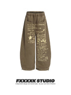 FXK Original Distressed Letter Print Wide Leg Pants