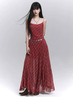 LADYGHOST Plaid Suspender Dress