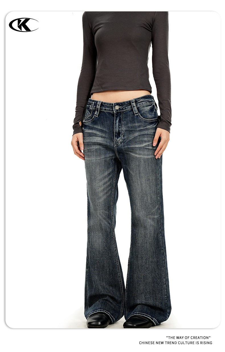 11KN Micro-pull Retro Cat Whisker Loose Jeans