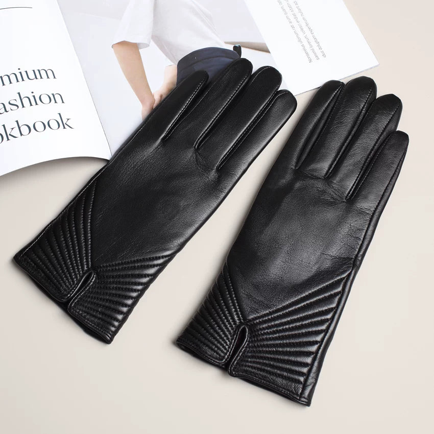 St. John's Snake Print Suede Velvet Warm Gloves