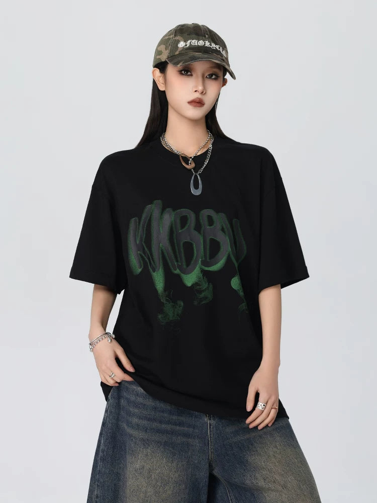 KKBBU Letter Printed Short Sleeve Couple T Shirt