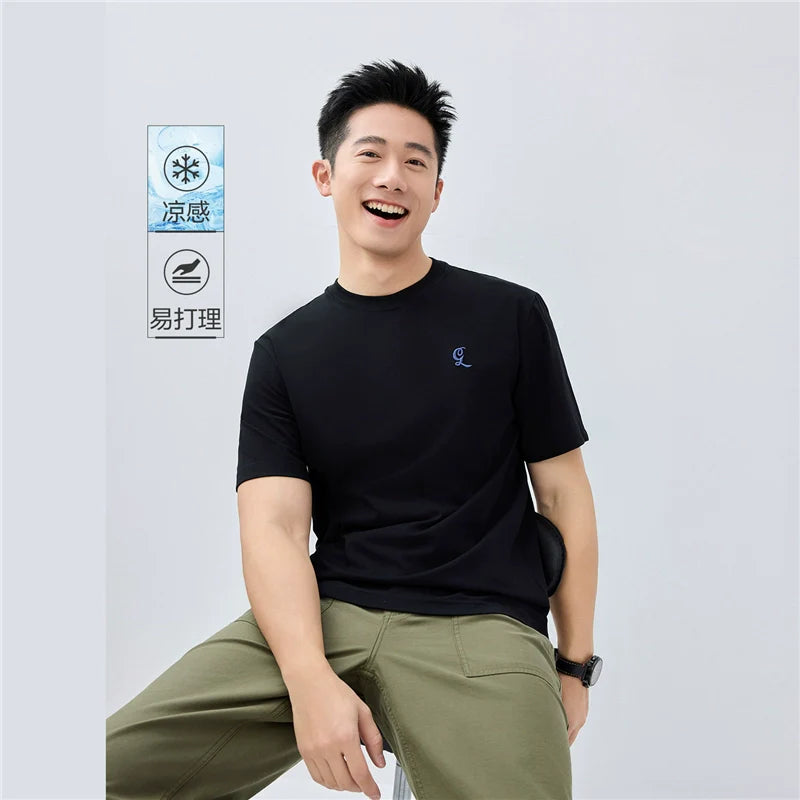 Giordano Monogram Embroidered Crew Neck Casual Tee