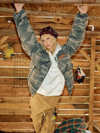 DONSMOKE Camouflage Print Lantern Scimitar Sleeve Jacket