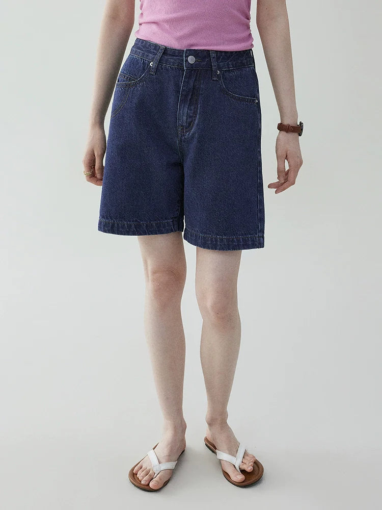 VOOE Vintage Versatile Straight Loose Denim Shorts