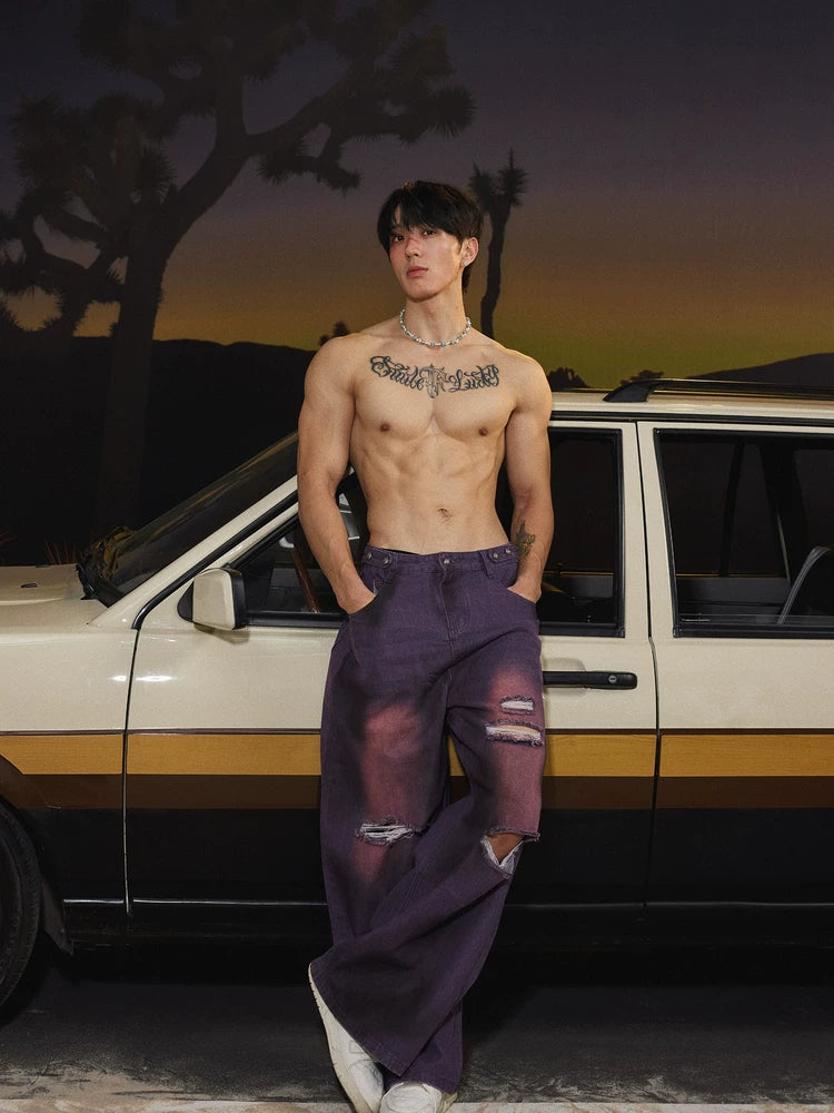 Papaslilmonster Newspaper Gradient Ripped Suit