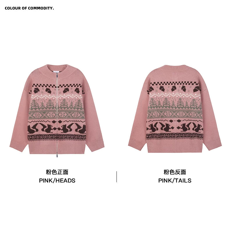 Mr. Jiangnan NewJNXS “Fair Isle Night” Stand Collar Jacquard Sweater