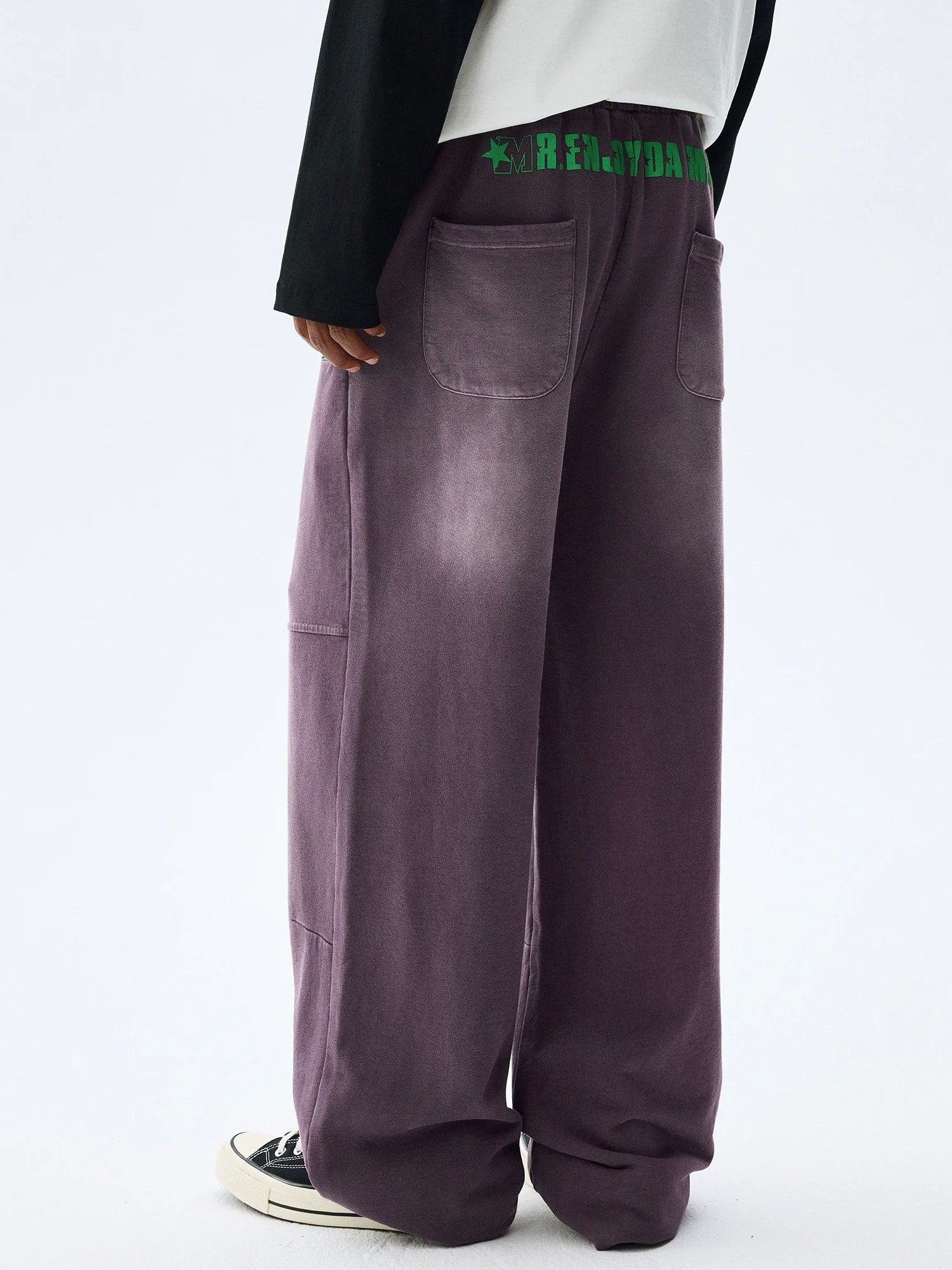 MEDMFW Washed Contrasting Color Loose Wide-leg Casual Sweatpants