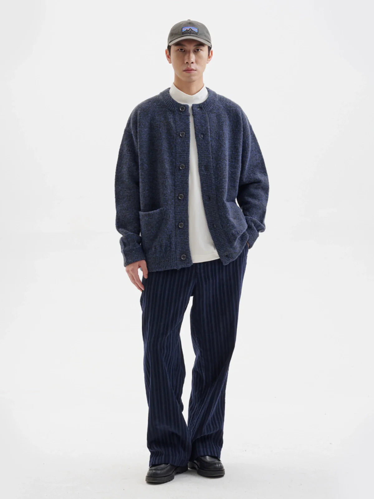 BUTTBILL Mohair Japanese Crew Neck Cardigan Sweater Jacket