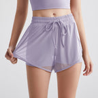 Athena Lulu Mesh Fake Two-Piece Yoga Shorts